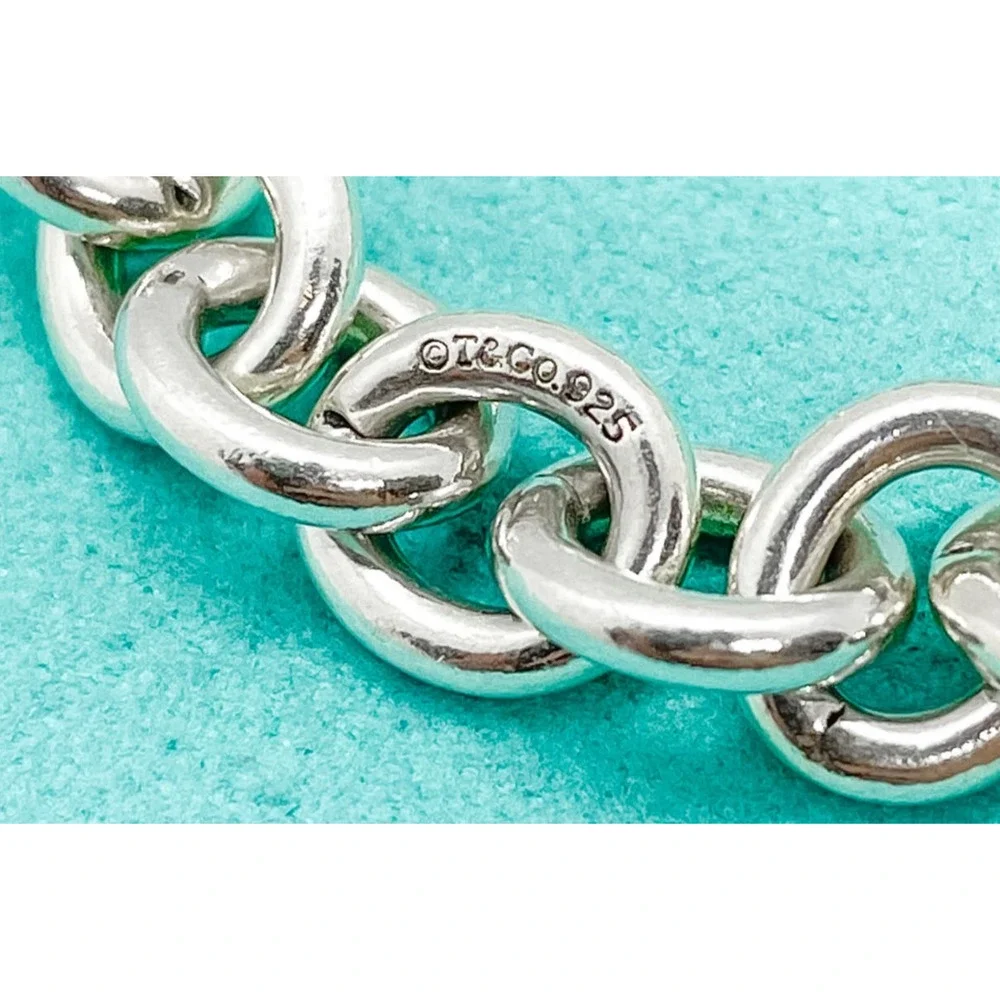 Tiffany & Co. Hallmarked Sterling Silver Oval Link Bracelet 6.75" w/ Pouch - Picture 2 of 10
